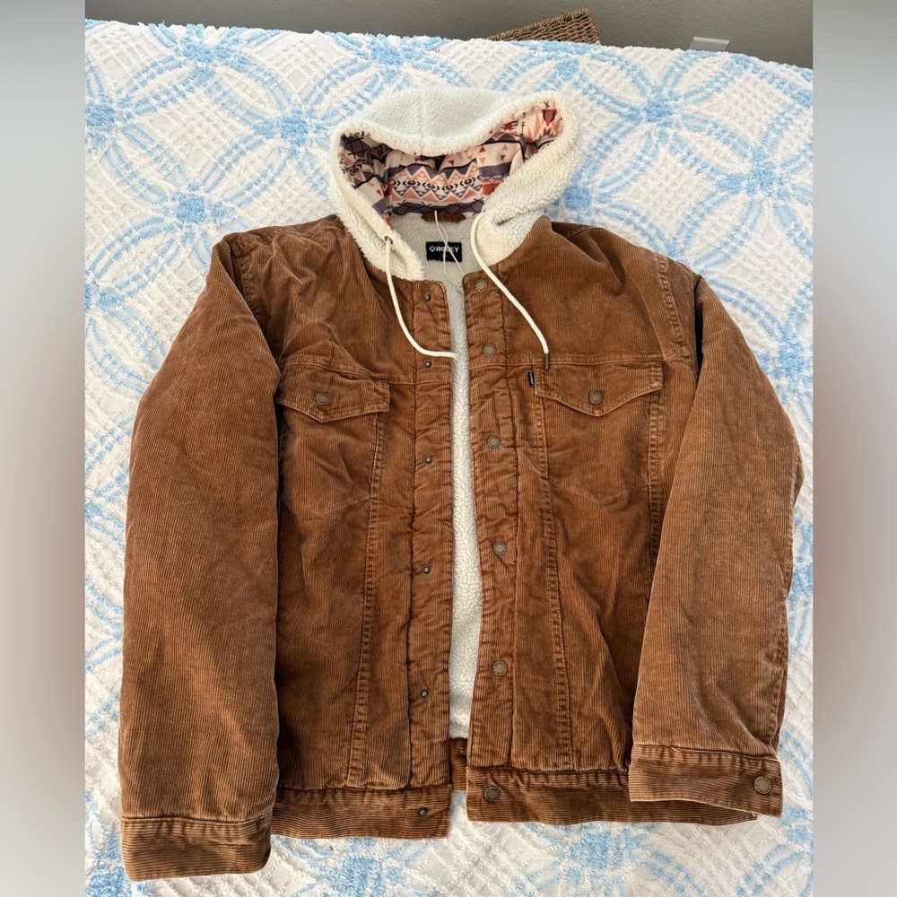 New! Men’s Hooey tan corduroy hooded jacket XXL